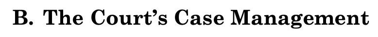 B. The Court’s Case Management