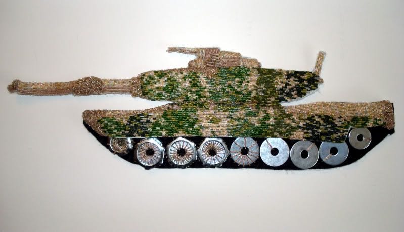 beaded camo camouflage print military Afghanistan Boston artist U.S. pop art war bead embroidery beaded camo camouflage print military Afghanistan Boston artist U.S. pop art war bead embroidery