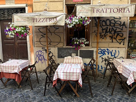 collage of Roman food and restaurants