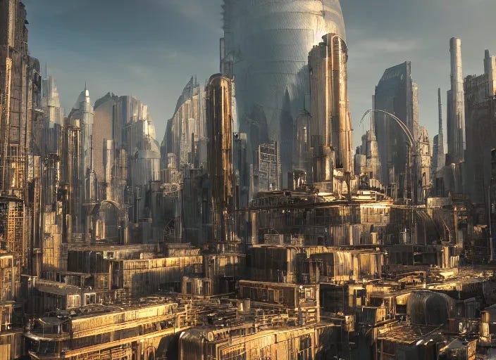 the metal city of trantor, isaac asimov, cinematic | Stable ...