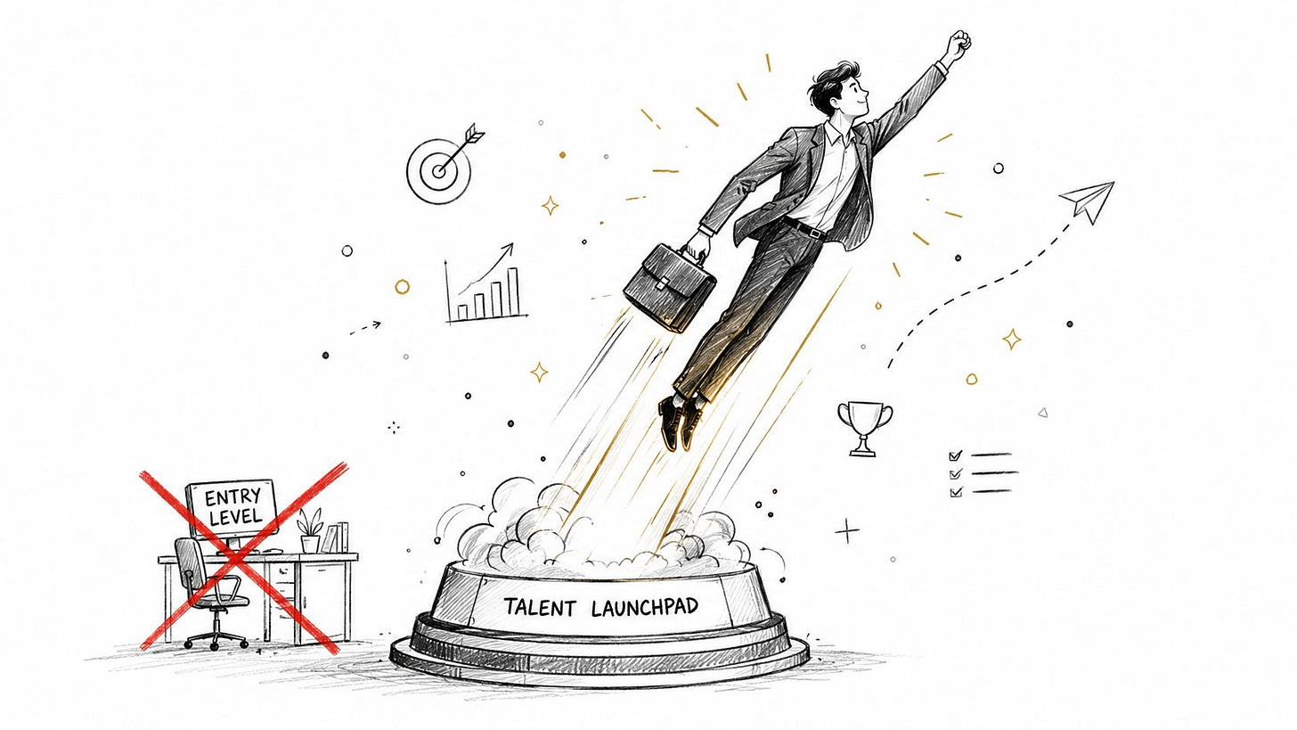 A professional man launching from a talent platform, symbolizing career growth and professional leadership development. A professional man launching from a talent platform, symbolizing career growth and professional leadership development.
