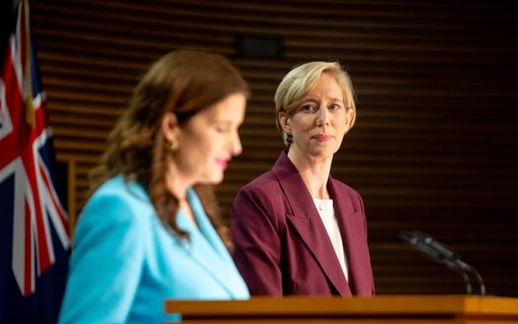 Finance Minister Nicola Willis and the new Reserve Bank governor, Dr Anna Breman. Photo: RNZ / Mark Papalii.