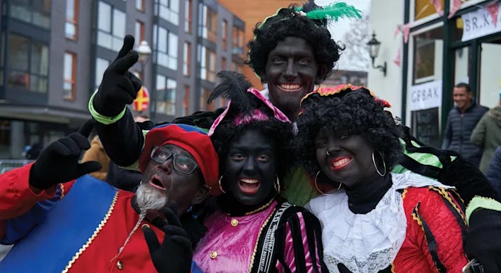 Dutch people dressed up as Zwarte Piet during the celebration of the arrival of Sinterklaas in Apeldoorn, the Netherlands in November 2019. (Getty Images) Dutch people dressed up as Zwarte Piet during the celebration of the arrival of Sinterklaas in Apeldoorn, the Netherlands in November 2019. (Getty Images)