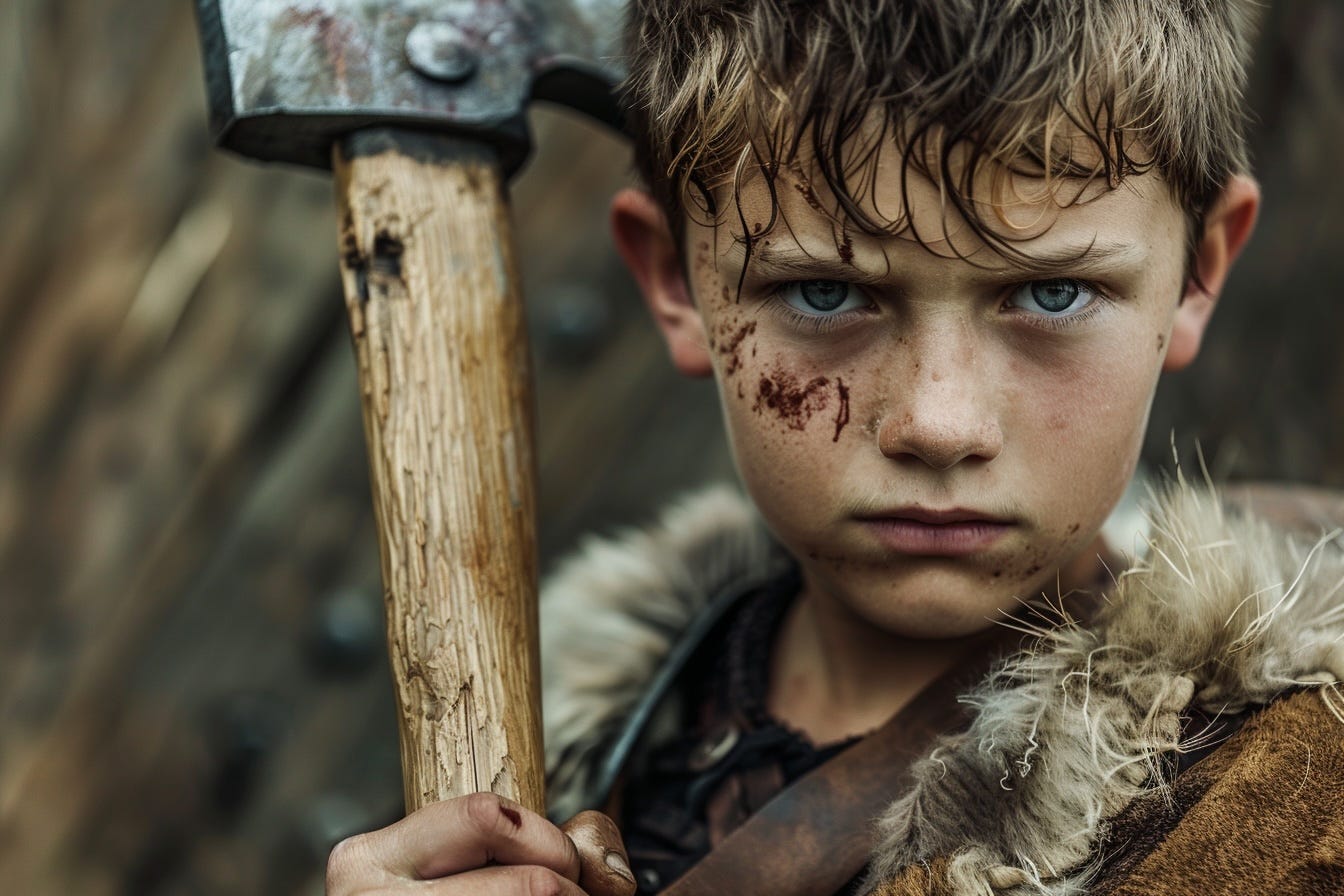 At age seven Egill Skallagrímsson split the skull of two boys cheating him in a game.