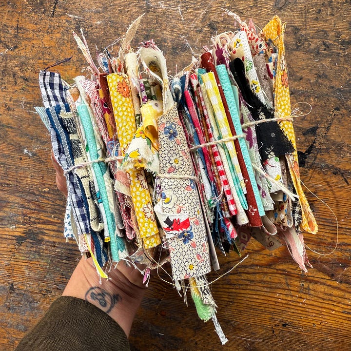 Antique textiles gingham stripes floral feedsack cotton dresses