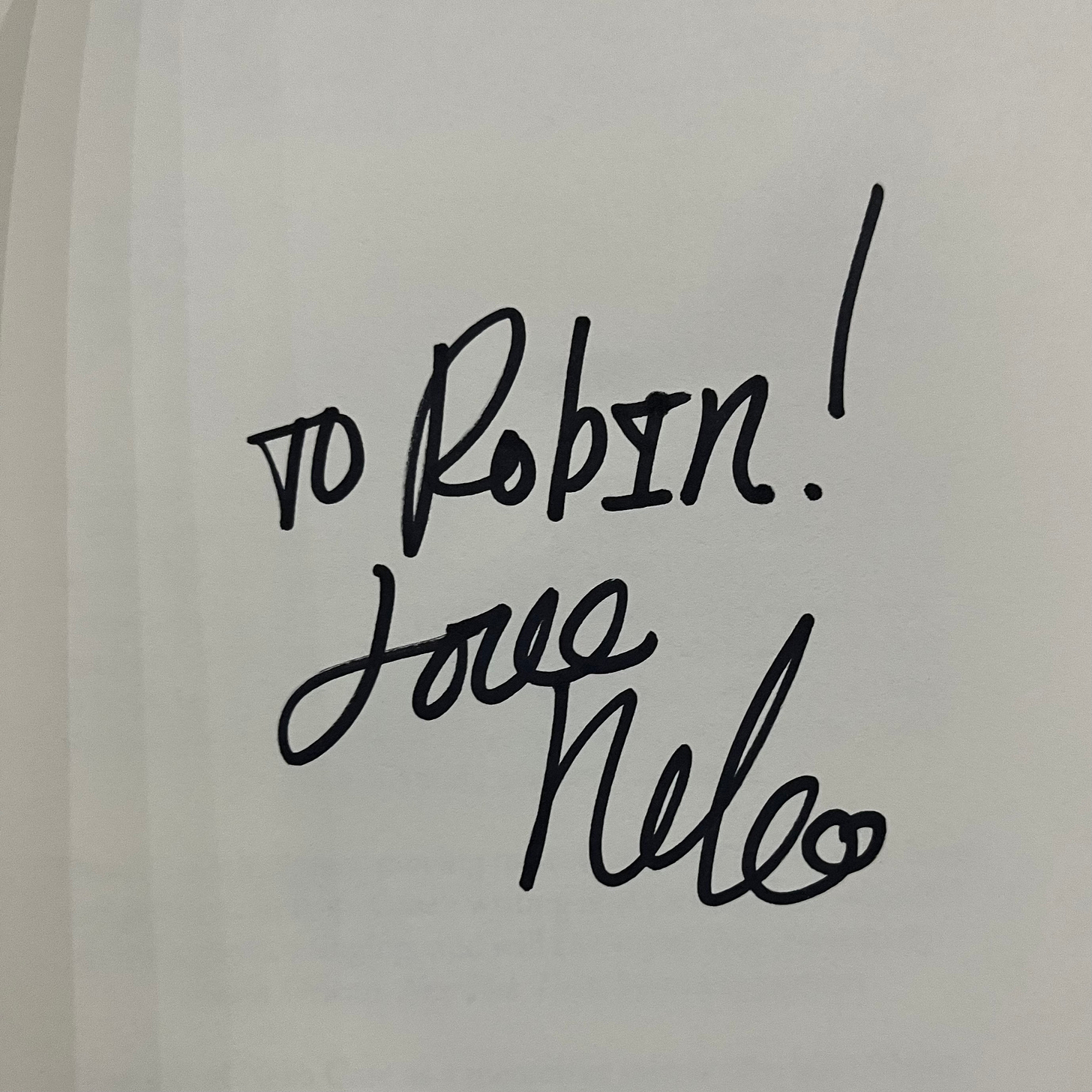 Signed Neko Case book which says 'To Robin! Love Neko'