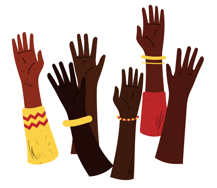 Women of Colour Hands and Arms Raised Women of Colour Hands and Arms Raised