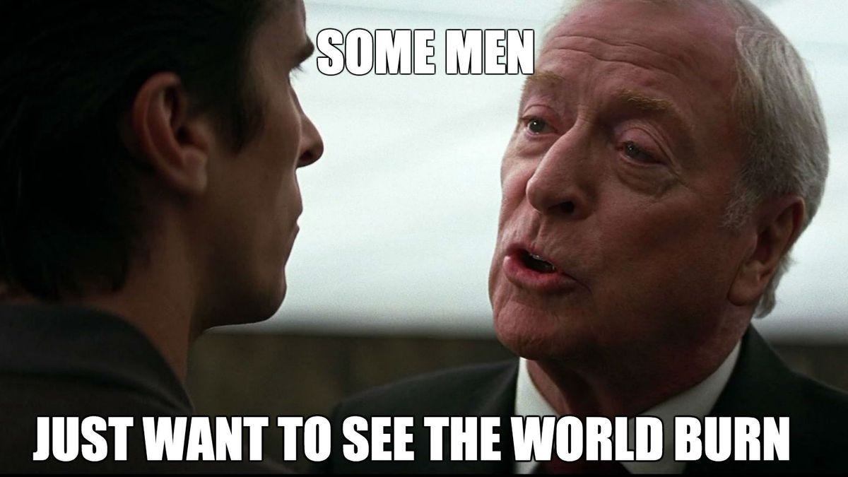 michael caine watch the world burn meme the dark knight