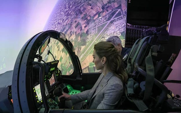 Princess Catherine in an aircraft simulator Princess Catherine in an aircraft simulator