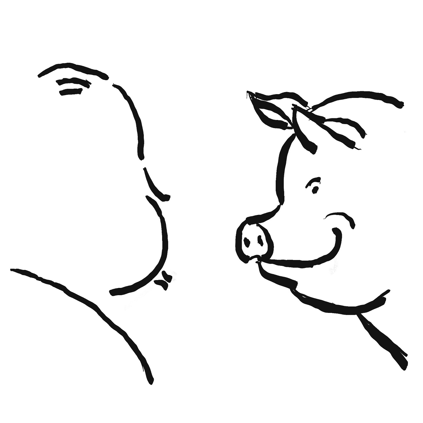 Alfred Hitchcock with a pig