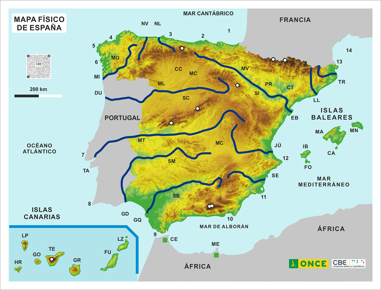 Mapa físico de España