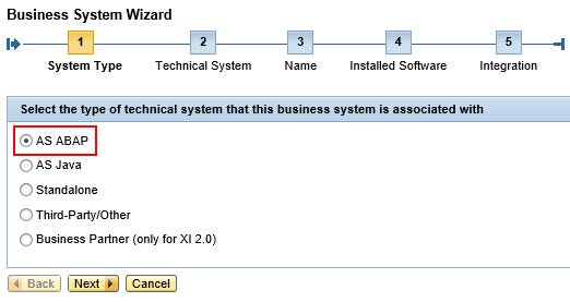 Select System Type as 'AS ABAP' from Business System creation wizard