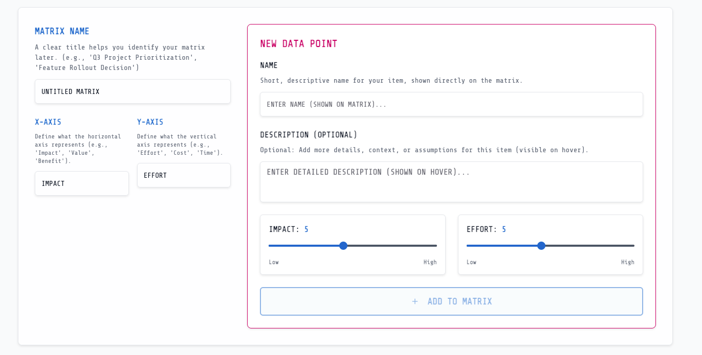 Input data - NextPriority's UI