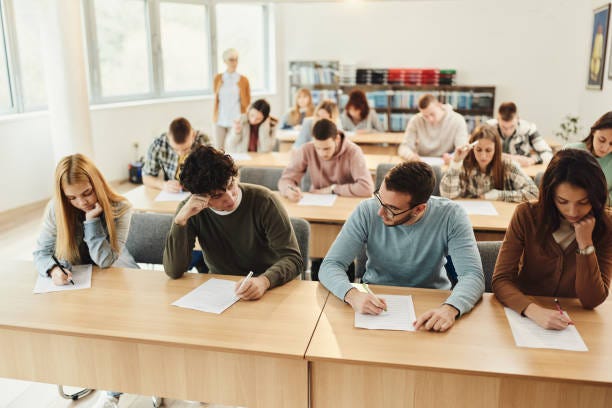 Writing an education exam in the classroom!