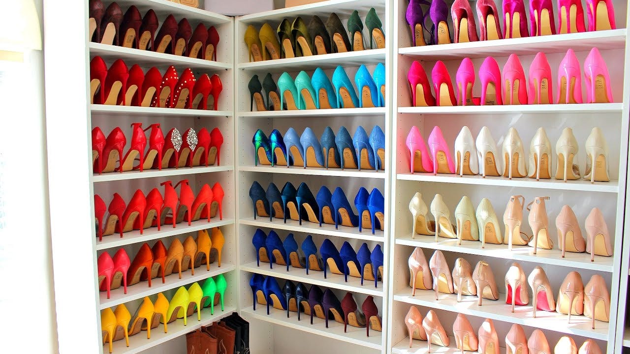 Color Coordinating My Shoe Collection - YouTube
