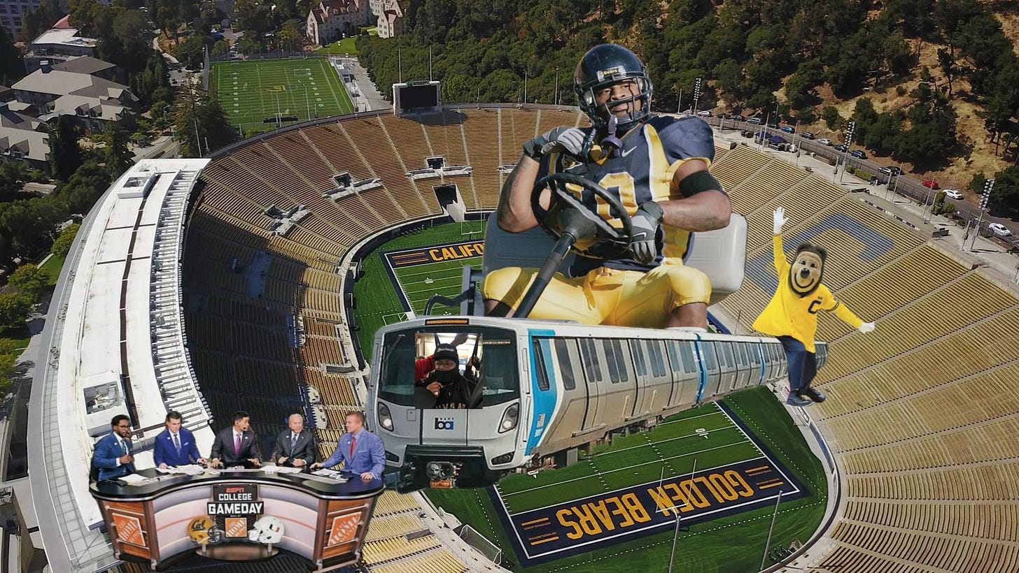 A meme showing Marshawn lynch ghost rideing BART to Memorial Stadium A meme showing Marshawn lynch ghost rideing BART to Memorial Stadium