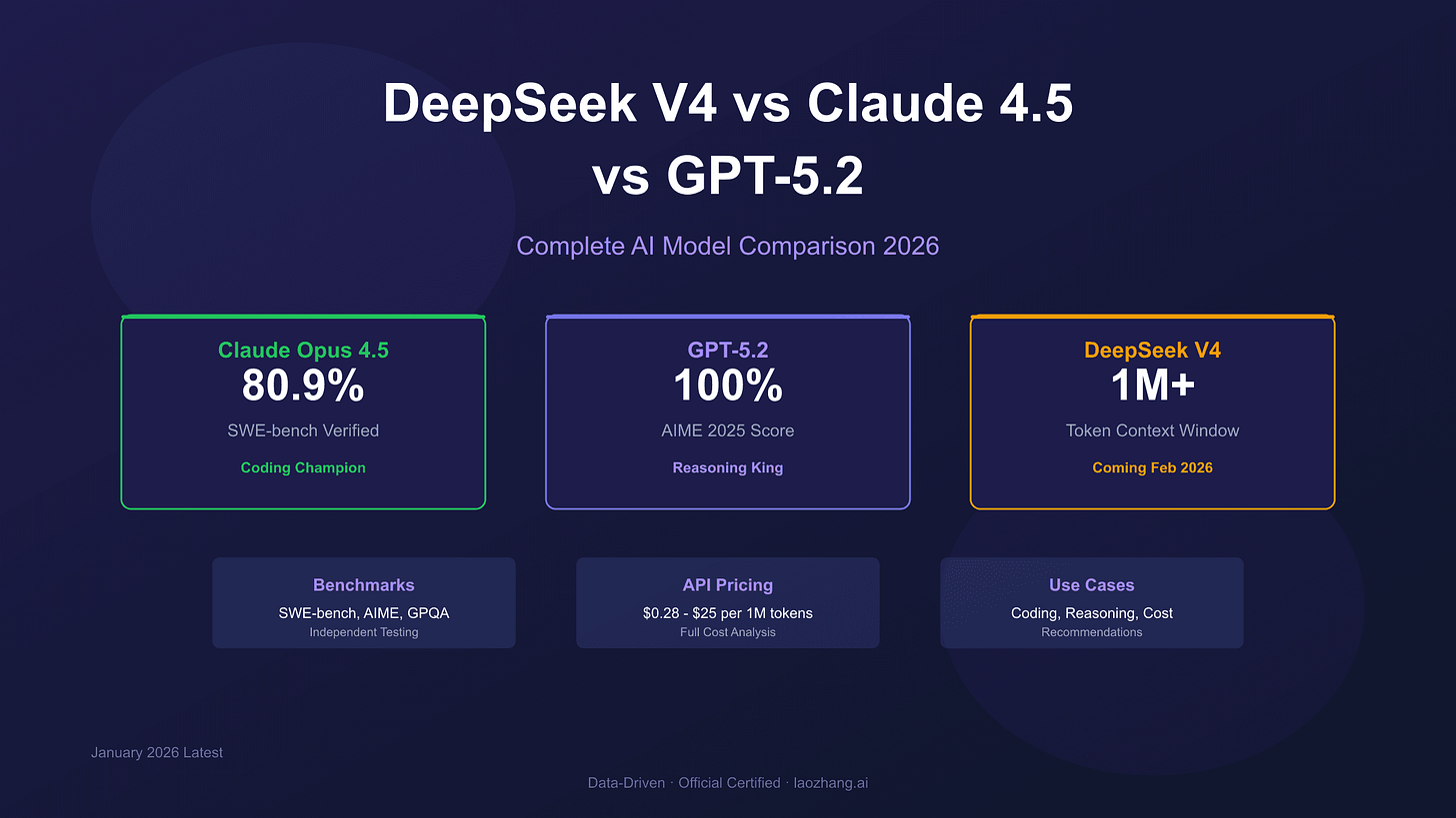 DeepSeek V4 vs Claude 4.5 vs GPT-5.2: Complete AI Model Comparison [2026]