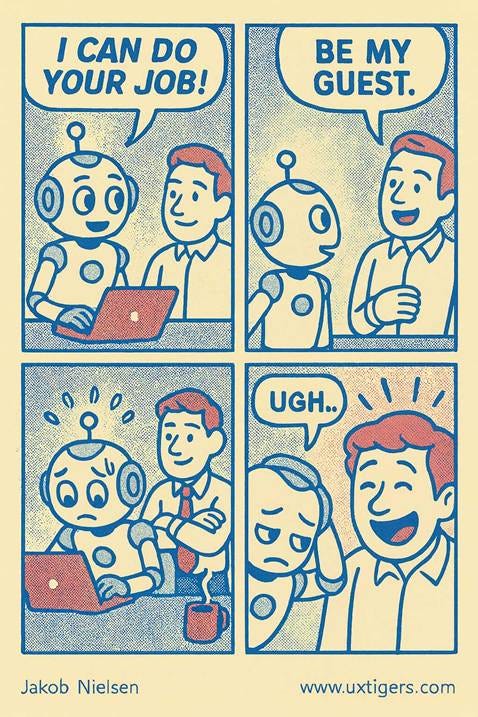A comic strip of a person and a robot

AI-generated content may be incorrect.