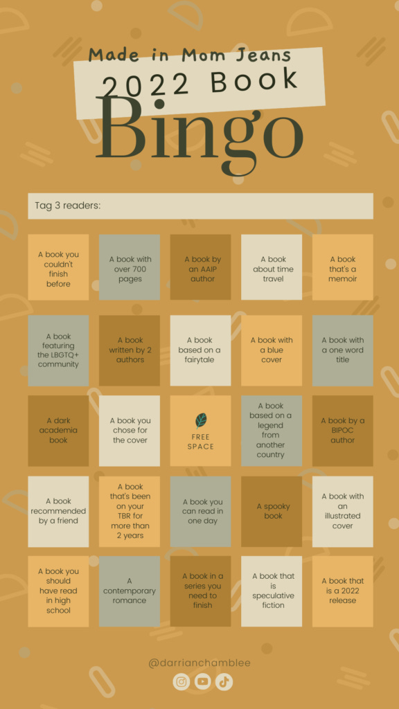 Made in Mom Jeans 2022 Book Bingo for your next book shopping trip! Come book shopping with me at Barnes and Noble!