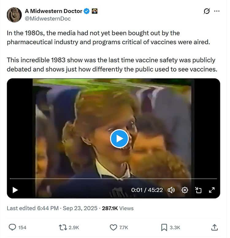 a midwestern doctor 1983 debate vaccine dangers video