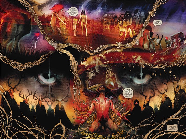 Artwork by Martin Simmonds for the first issue of the folk-horror HERETICS series