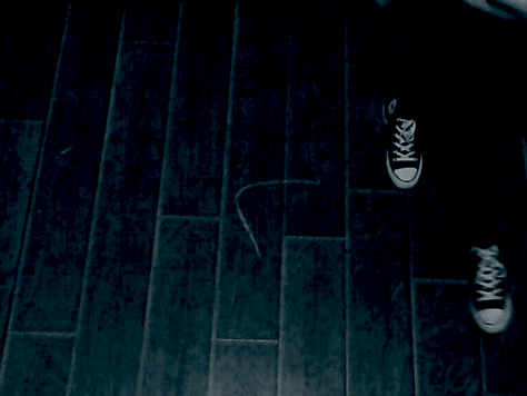 Animated GIFS documenting the projection and the interaction. Subject is moving and the projection responds as described. 