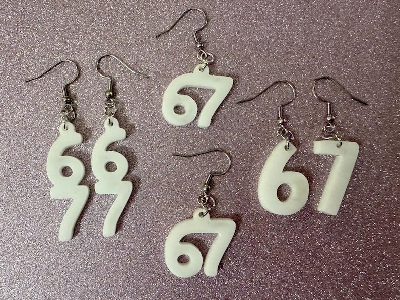 6 7 Meme Number Earrings: Laser Cut Numbers, six Seven, Math Teacher Gift, Anniversary, Novelry, Mainstream, Best Gifts for Her/Him/Them image 1