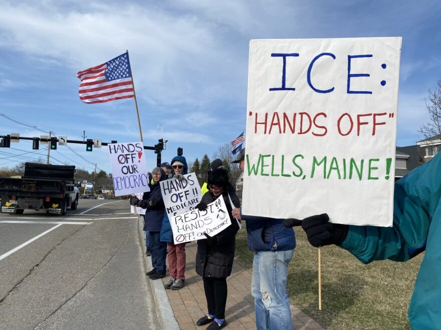 Anti-Trump protestors in Wells raise concerns about police department's  cooperation with ICE | Maine Public