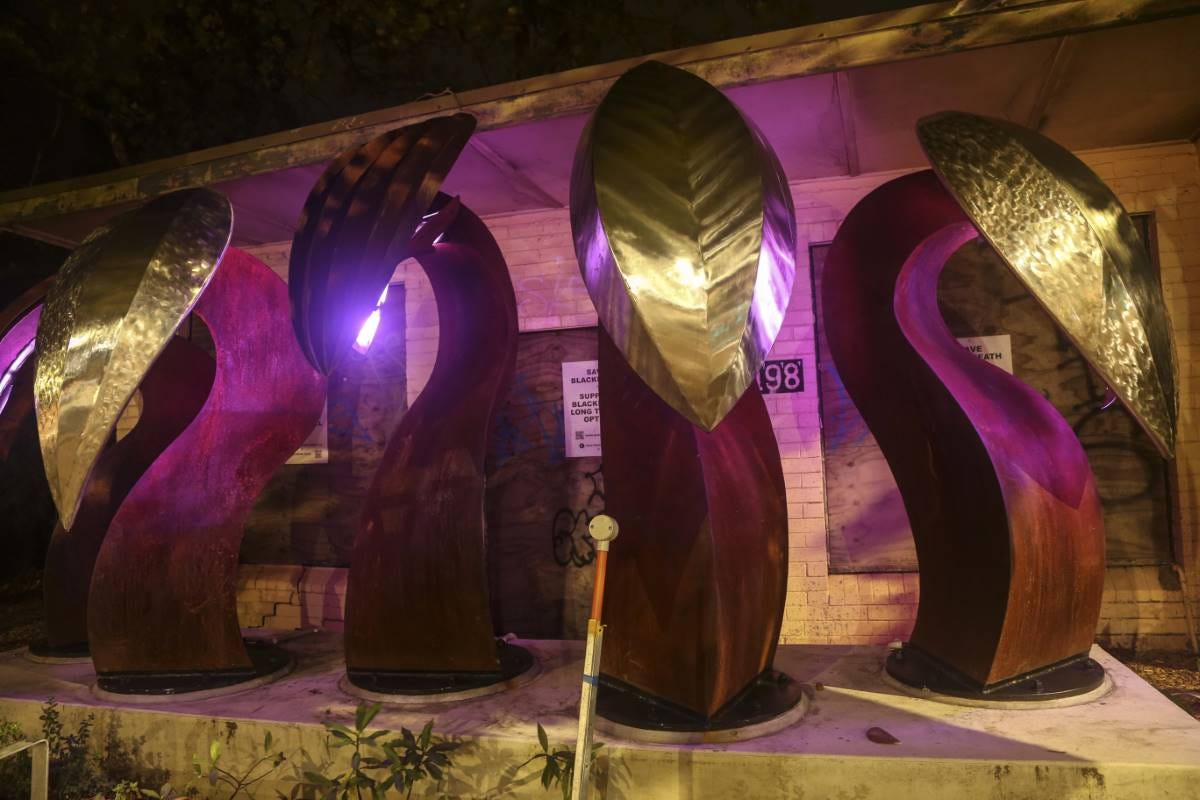 orchid sculpture at night orchid sculpture at night