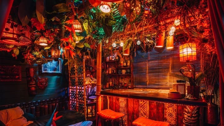 A photo of a tiki bar A photo of a tiki bar