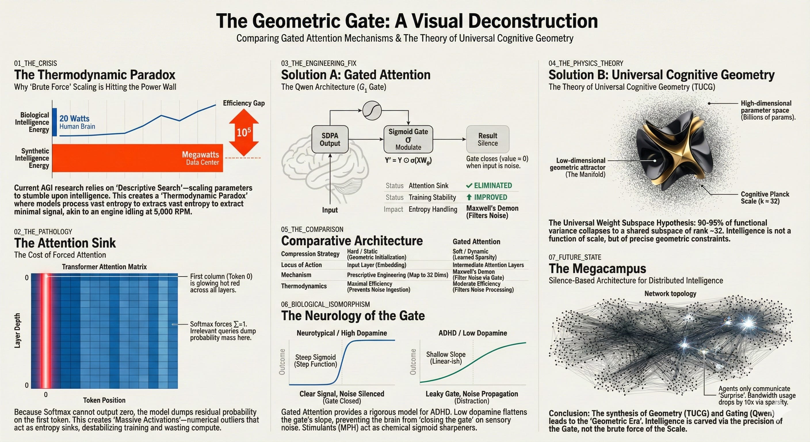 The Geometric Gate: An Exhaustive Research Comparison of Gated Attention Mechanisms and the Theory of Universal Cognitive Geometry