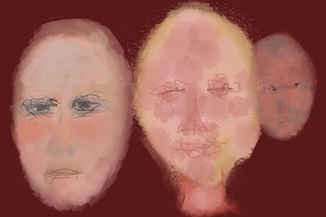 3 Sketches of patients during a long wait for doctor.