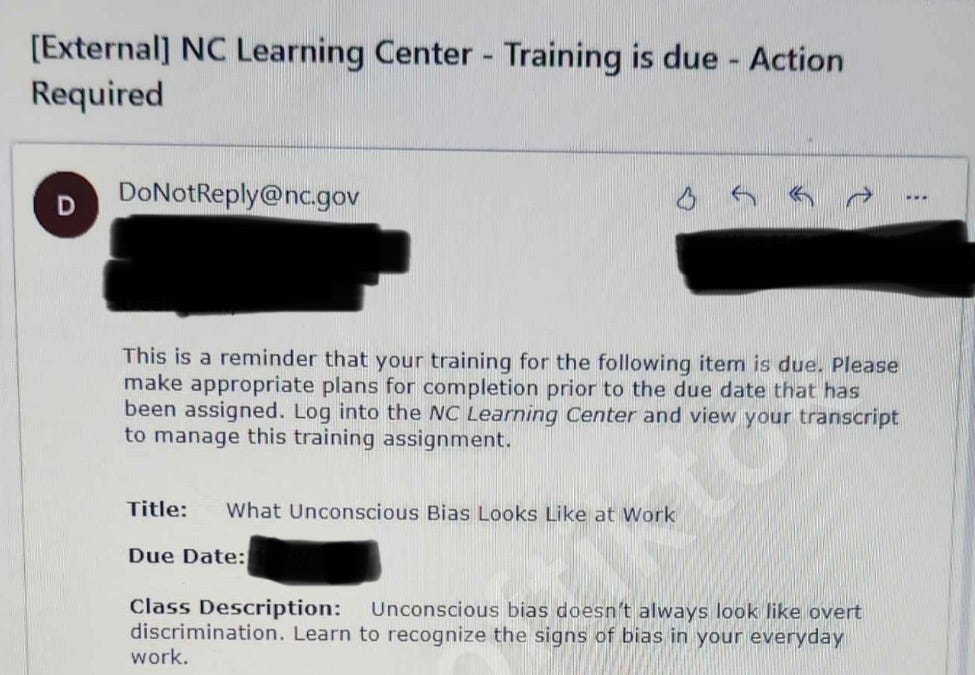 North Carolina state employees force woke training