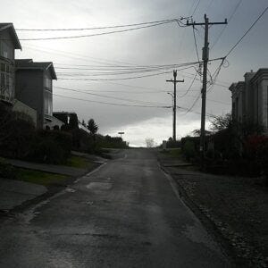 black and white street