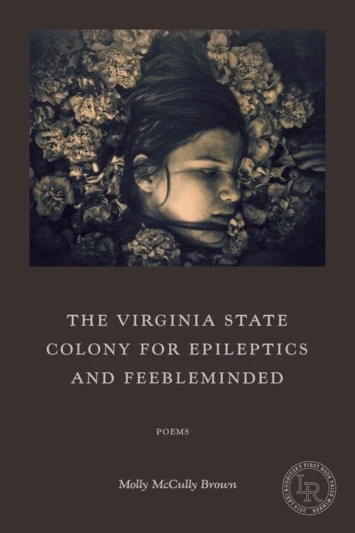 cover of molly mccully brown's book of poems about the virginia state colony for epileptics and feebleminded