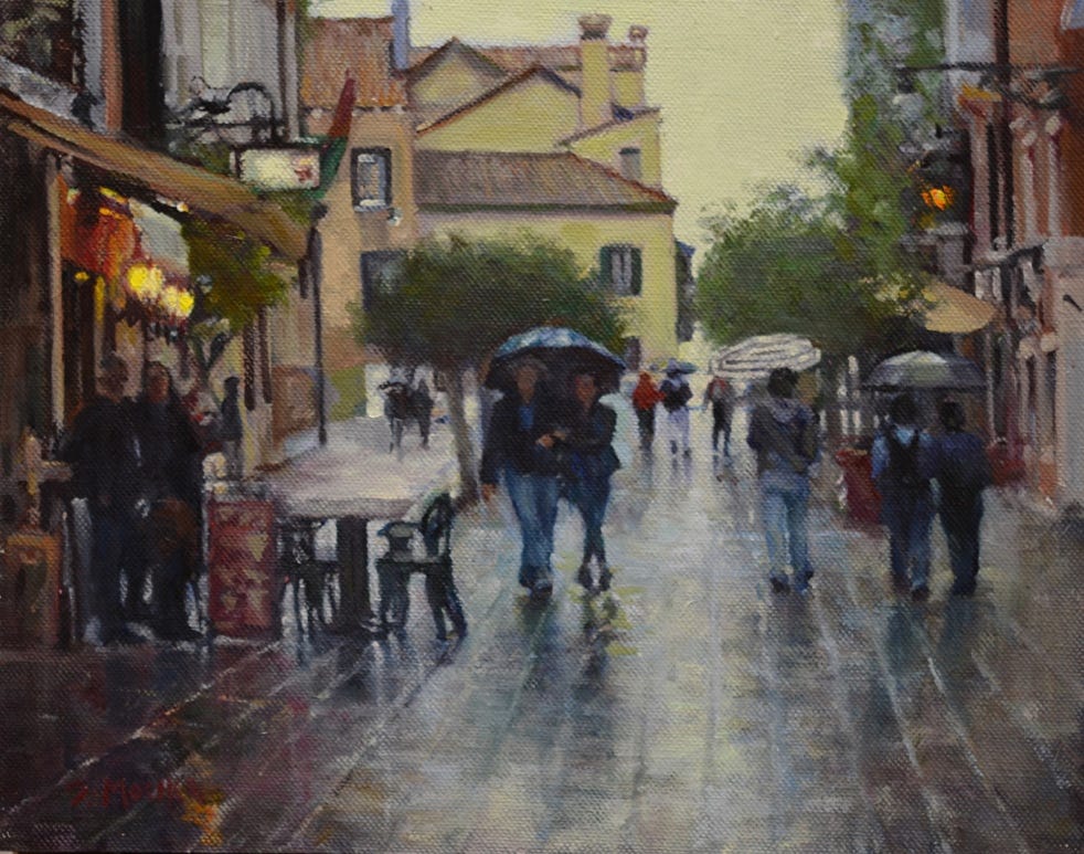 A group of people walking down a street with umbrellas

Description automatically generated