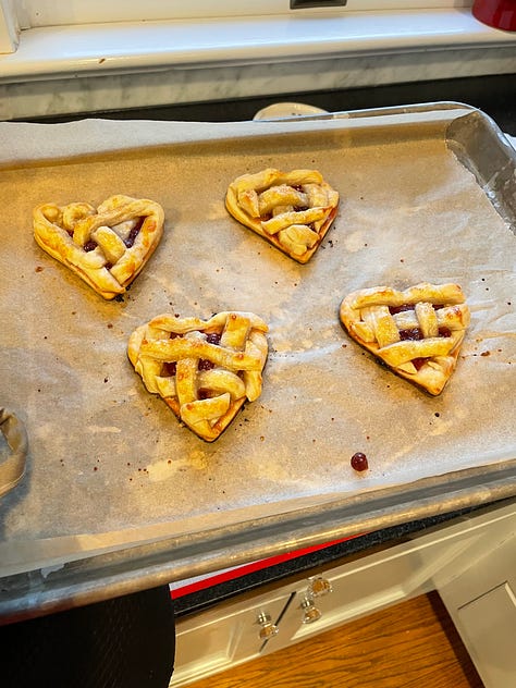 Hand pies made in heart shapes