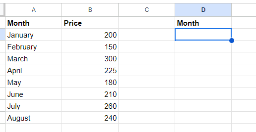 Select the cell to add the dropdown list. 