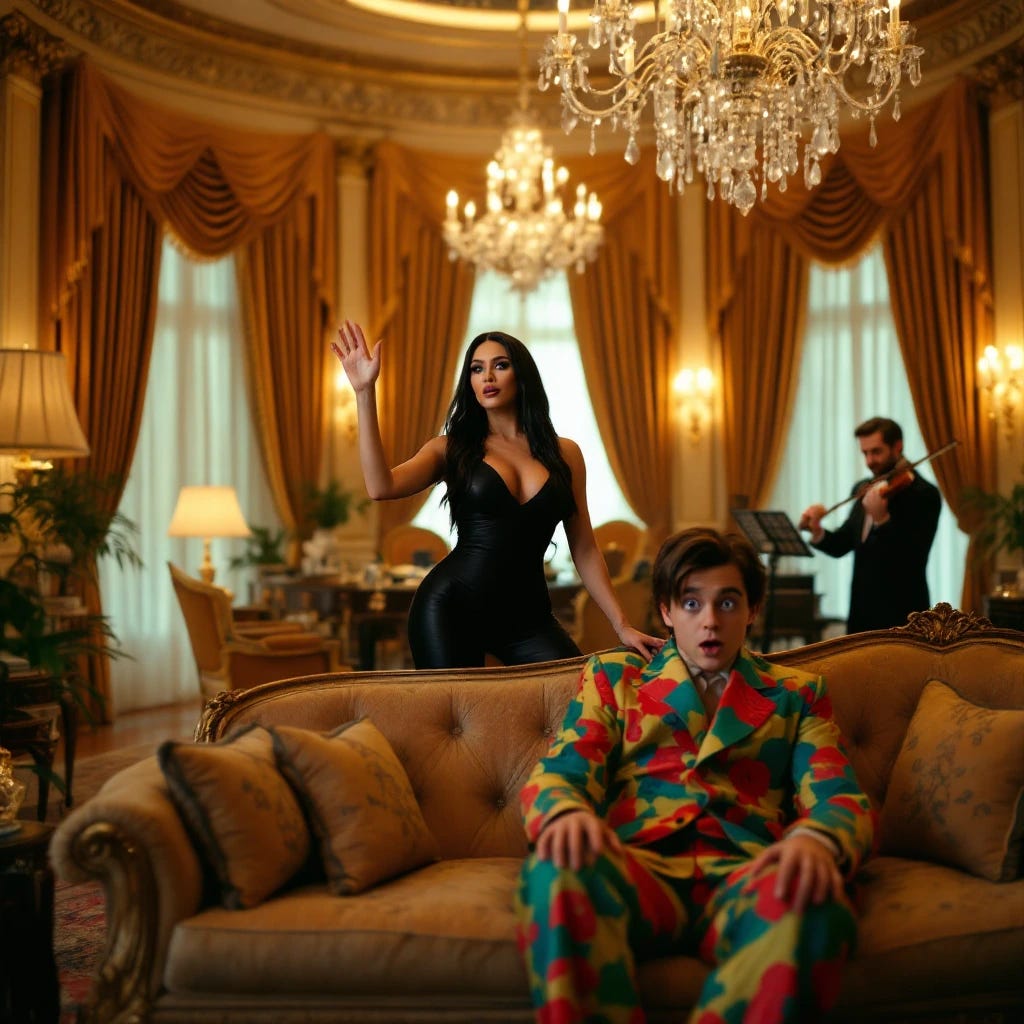 Kim Kardashian spanking Macauley Culkin while Ryan Gosling plays violin in the background