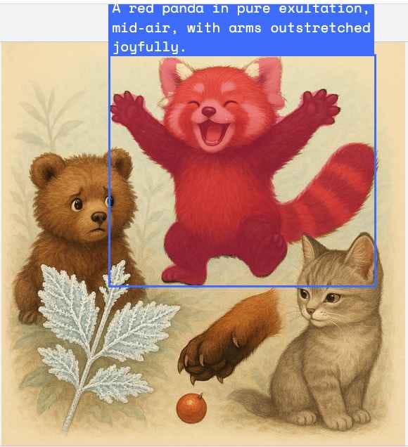 Segmentation mask for the red panda, produced by Gemini 2.5 Flash