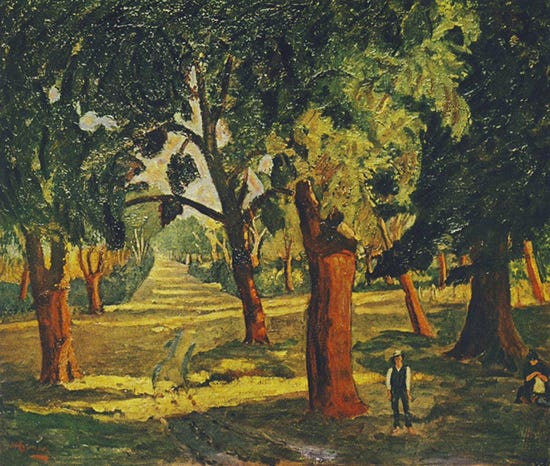 Cork Trees near Mimizan by Winston Churchill Painting by Winston Churchill