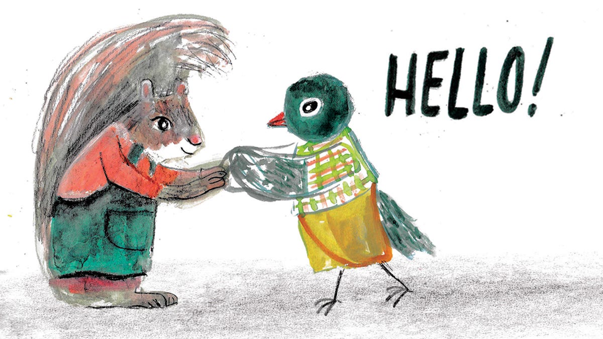squirrel and bird illustration by Beth Spencer squirrel and bird illustration by Beth Spencer