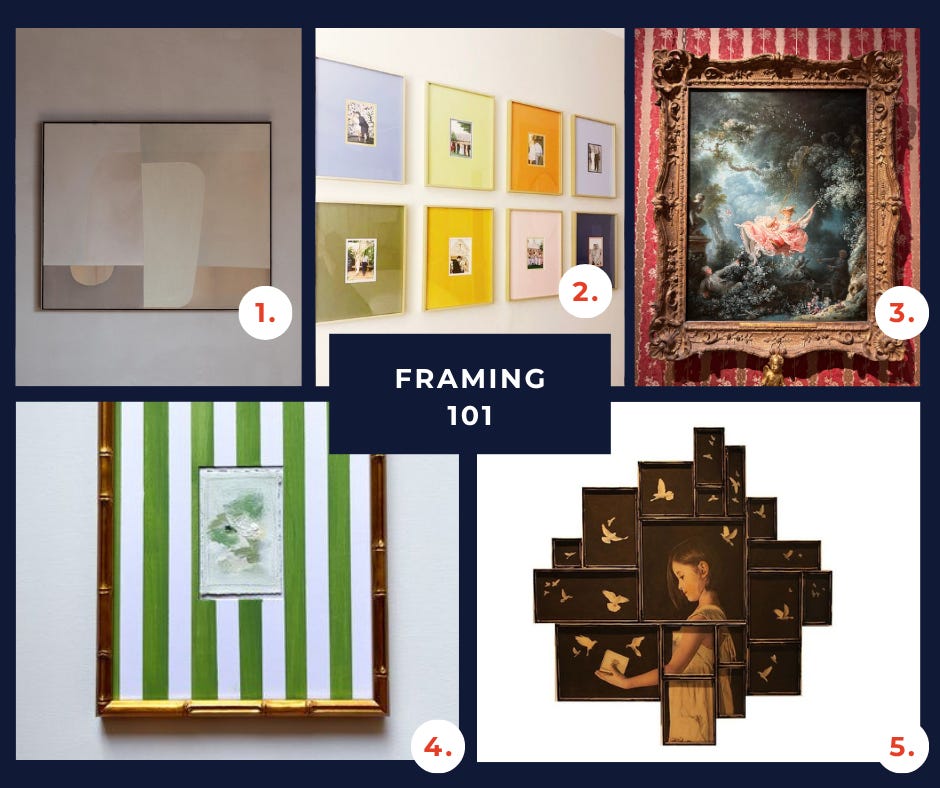 Photo collage of framing styles
