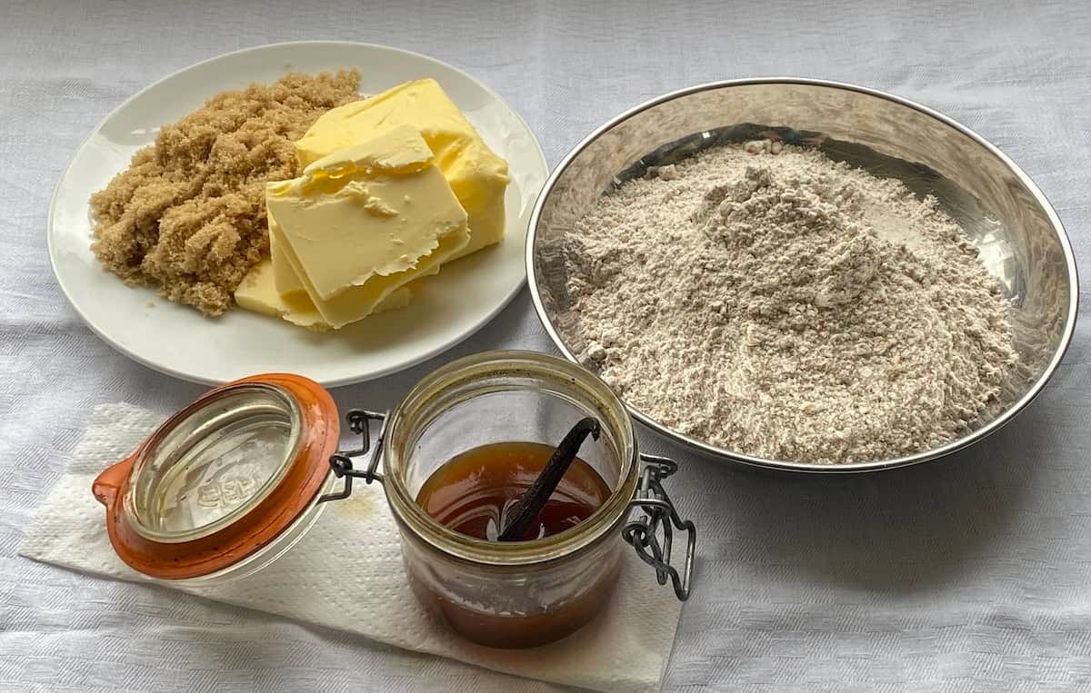 Ingredients for Wholemeal Vanilla Shortbread. Ingredients for Wholemeal Vanilla Shortbread.