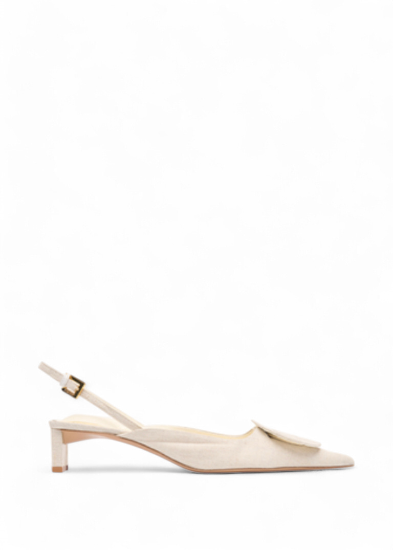 Jacquemus Duelo Linen Slingback Pumps Jacquemus Duelo Linen Slingback Pumps