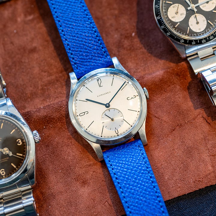 Vintage retangular vacheron and longines watches.