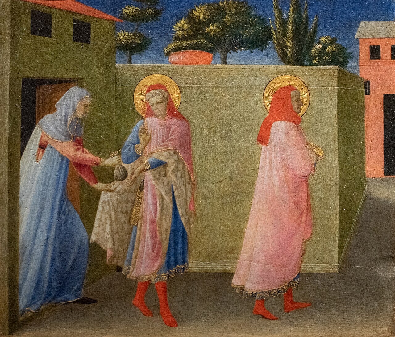 Predella narrative scenes beneath an altarpiece Predella narrative scenes beneath an altarpiece