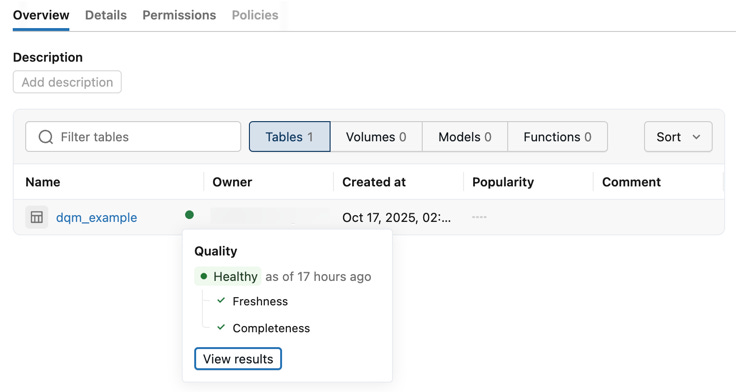 Health indicators for tables in a schema. Health indicators for tables in a schema.