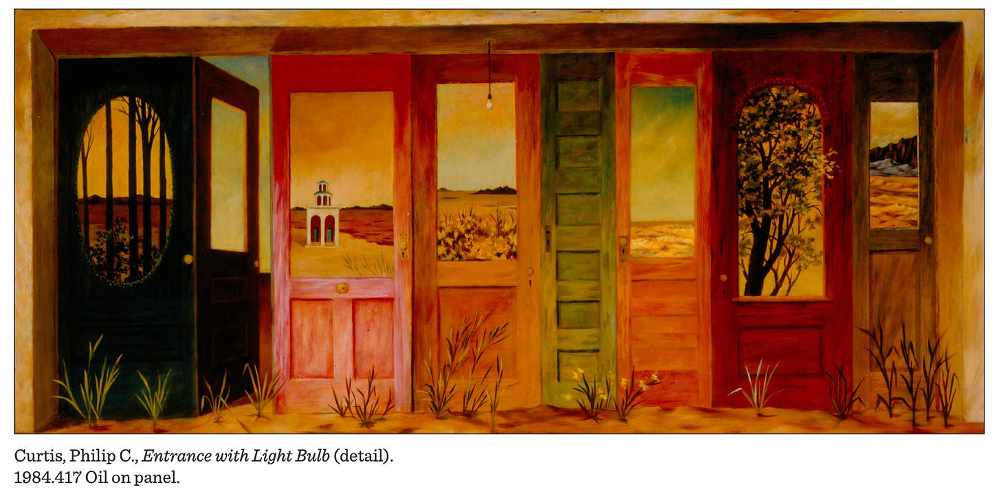 A screenshot of Entrance with Light Bulb taken from Phoenix Art Museum's educational materials.