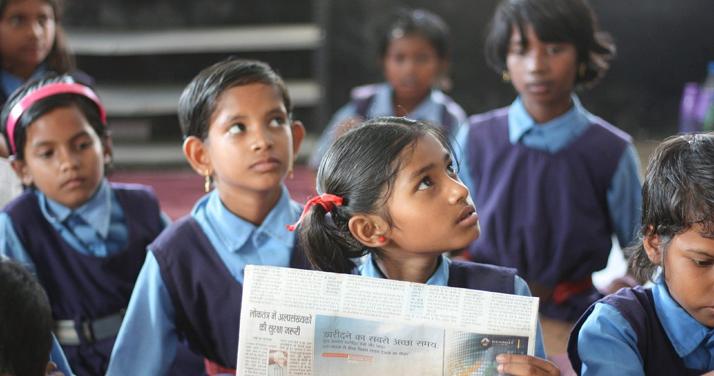 schoolchildren in a classroom in India